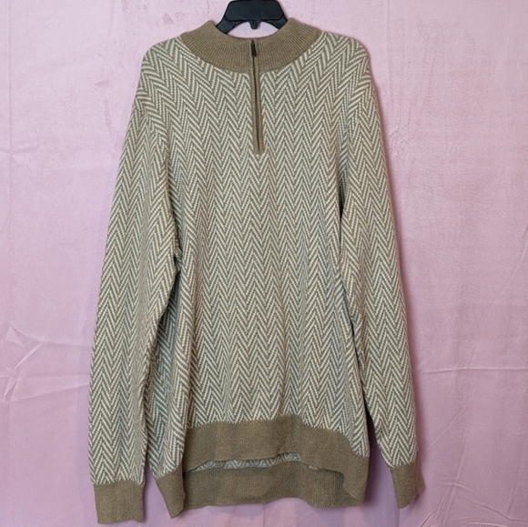 Perry Ellis Tan and White 1/4 Zip Pullover Jacket size 2XL Tall - Picture 1 of 7
